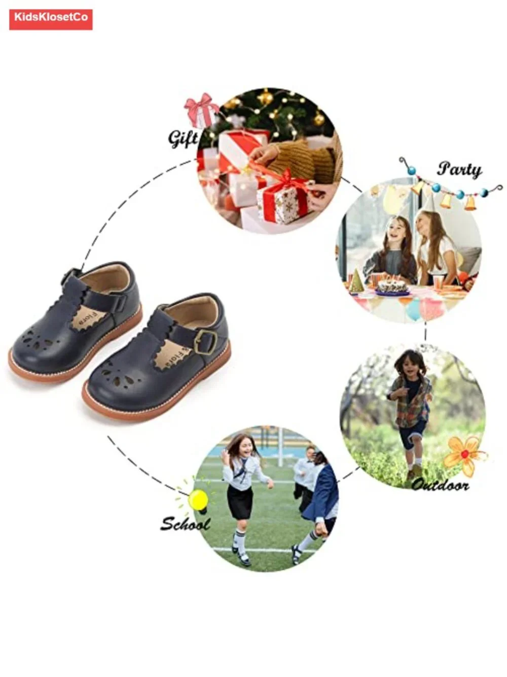 Toddler Girl Mary Jane Ballet Flats - Hook & Loop Dress Shoes